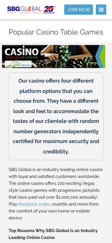 Sbg Global Mobile Casino
